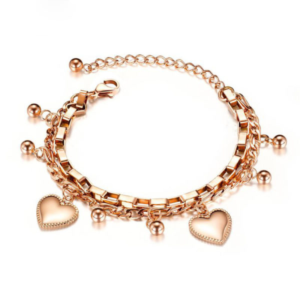 BRUNOshop.cz S3498 Dvojitý náramek SRDCE ROSE GOLD