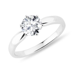 Zásnubní prsten z bílého zlata s 1ct diamantem KLENOTA
