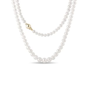 Kónický perlový náhrdelník se zapínáním ve žlutém zlatě KLENOTA