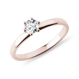 Zásnubní prsten z růžového zlata s briliantem KLENOTA